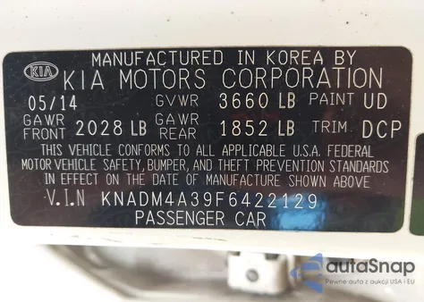 2015 Kia Rio Lx z USA, uszkodzony, nr VIN KNADM4A39F6422129